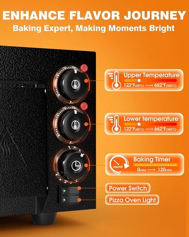 بيتزا البيتزا الداخلية PYY مع بيتزا حجر البيتزا البيتزا الفرن البيتزا التجارية الفرن 1800W مع توقيت أسود in Kuwait