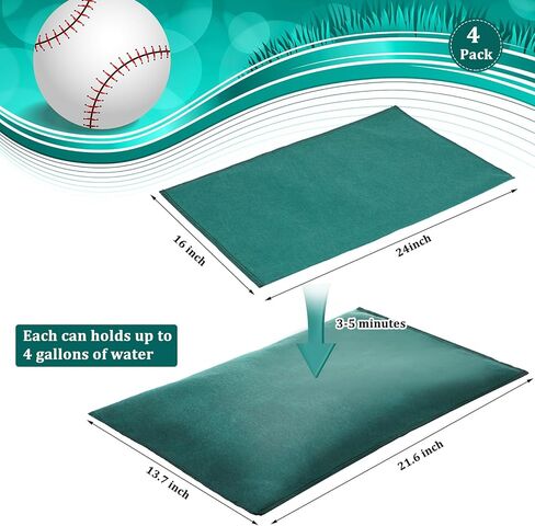 Nuanchu 4 Pack Puddle Sponge لمجالات البيسبول 16 "× 24" منصات امتصاص المياه الخضراء حقائب الفيضان الرياضية امتصاص المياه لإزالة البرك من Infoelds الرطبة in Kuwait