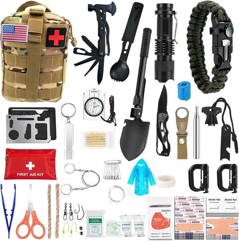 Ultimate Survival Kit 153 in 1 ، مجموعة الإسعافات الأولية في حالات الطوارئ للإسعافات الأولية ، حقيبة البقاء على قيد الحياة كاملة ، مجموعة الإسعافات الأولية الخفيفة الوزن الكاملة ، معدات التخييم العسكرية للبقاء على قيد الحياة in Saudi Arabia