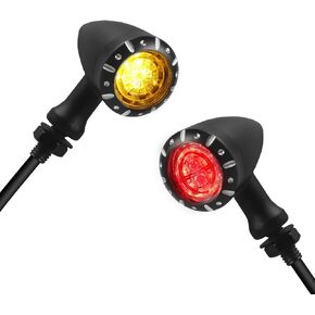 NTHREEAUTO Motorcycle Rear Turn Signals LED Bullet Indicators Universal Compatible with Harley Sportster Dyna Iron 883 Honda Shadow Yahama Suzuki Kawasaki Chopper Bobber (Diode Bulbs)