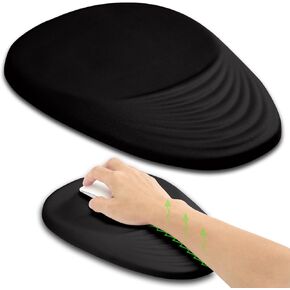Hokafenle Ergonomic Mouse Pad Wrist Support with Stepped-Wedge Design, Wrist Rest Pain Relief Mousepad Filled with Memory Foam, Carpal Tunnel Mousepad for Wireless Mouse(12x8 inch, Black)