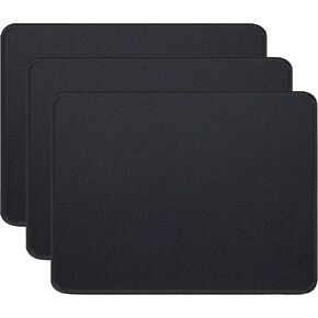 3 Pack Standard Mouse Pad with Stitched Edges, Comfortable Mouse Mat Pad, Non-Slip Rubber Base Mousepad for All Types of Mouse Laptop Computer PC 10.3 x 8.3 inches Black