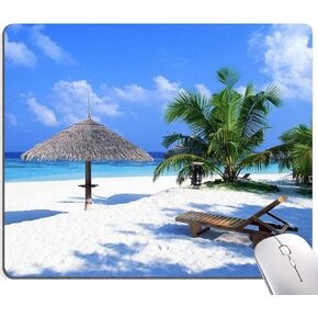Moon Illuminating The Clear Blue Ocean Design Mouse Pad, Mouse Mat Square Waterproof Non-Slip Rubber Base MousePads for Computer Laptop Men Women Kids