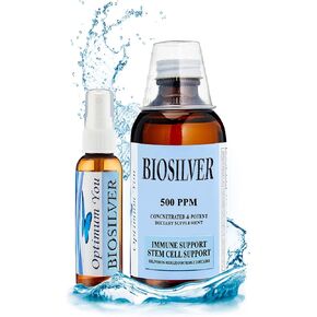 BIOSILVER | Colloidal Silver Liquid | 500 ppm, Extra Strength, 8 oz with Spray Bottle | Immune & Stem Cell Support | Wound Care & Superior Healing in Saudi Arabia