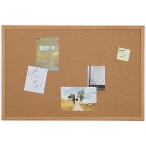 Staples 1682316 Standard Cork Bulletin Board Oak Finish Frame 3-Ft W X 2-Ft H
