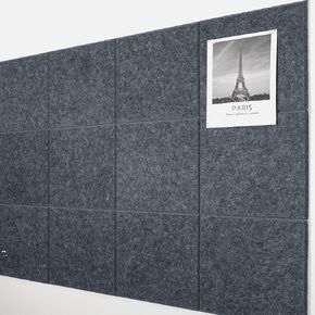 AKTOP Cork Board Bulletin Board 47"x35", 12 Pack Removable Felt Cork Board Tiles for Wall, Large Corkboard Notice Pin Board for Office, School & Home, 48 Safe Adhesive Tabs, 20 Push Pins, Lake Blue