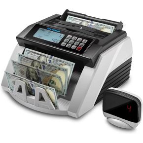 آلة عداد الفواتير Ten-Tatent، آلة عد النقود مع الأشعة فوق البنفسجية/MG/IR/الكشف عن التزييف، قيمة العد للفواتير، ValuCount، أوضاع الإضافة والدفعة، شاشة LED كبيرة، 1000 فاتورة/الدقيقة (أبيض) in Kuwait