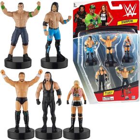 WWE Superstar Stampers Set of 12 - Self-Inking 2.3-2.5" Tall Figures for Crafts & Parties - Bray Wyatt, Undertaker & More by PMI