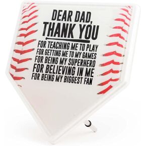 Baseball Stiches Home Plate Plaque | Dear Dad | Ready to Autograph