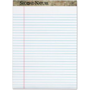 TOPS 74880 Second Nature Recycled Pads, 8 1/2 x 11 3/4, White, 50 Sheets (Pack of 12)