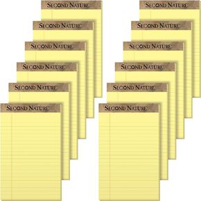 TOPS 74840 Second Nature Recycled Pads, Jr. Legal, 5 x 8, Canary, 50 Sheets (Pack of 12)