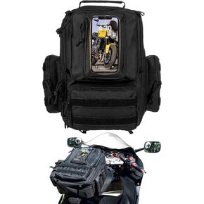 Motorcycle Tank Bag Backpack - 10 Super Strong Magnets Universal Fit Black Oxford Nylon Duel Padded Straps Functional Tactical Style Phone Holder Harley Honda Ducati (11 Liter)