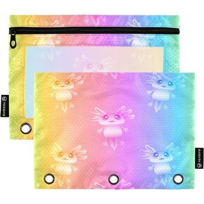 Pencil Pouch Kawaii Cute Cat 3 Ring Binder Pencil Pouch Clear Window Pencil Cases Storage Zipper Bag for Daily Office Trevel 2pack