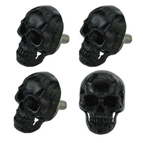 Arenbel Skull License Plate Screws Motorcycle Frame Fasteners Car Tag Screw Bolts Kit Fit Vehicles Motorcycle Trucks SUV, 4Pcs Black