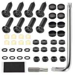 Anti Theft License Plate Screw Kit Tamper Proof License Screws Car License Plate Bolts 304 Stainless Steel Plate Mounting Hardware - 1/4’’ Screws with Chrome Screw Caps