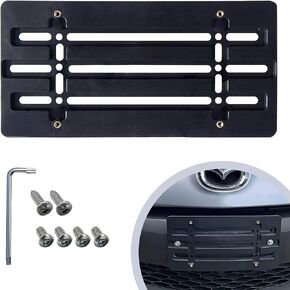 Front Bumper License Plate Bracket for Mazda 2000-2023, Plate Holder Set w 6 Unique Screw Bolts & Wrench Kit, License Tag Mounting Kit, Quality Plate Holders, Premium Car Accessories