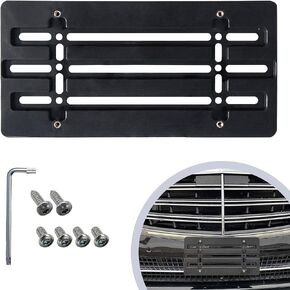 Front Bumper License Plate Bracket for Mercedes-Benz 2000-2024, Plate Holder Set w 6 Unique Screw Bolts & Wrench Kit, License Tag Mounting Kit, Quality Plate Holders, Premium Car Accessories