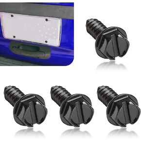 4 PCS Car License Plate Frame Fastening Screws, 304 Stainless Steel Anti-Rust Anti-Shock Self-Tapping Mounting Bolts, for Front and Rear License Plate Frame or Cover, Universal for Car (Black)