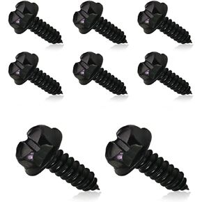 gunhunt 4 PCS License Plate Screw Kit, 304 Stainless Steel Bolts Fasteners, Hexagon Head Screw, Universal for Front Rear License Plates & License Plate Frame Covers of Cars, Trucks SUVs (Black)