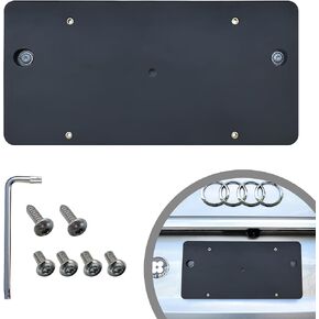 Rear Bumper License Plate Bracket for Audi Q5 SQ5 2009-2024, Plate Holder Set w 8 Unique Screw Bolts & Wrench Kit, Mounting Kit, Quality Plate Holders