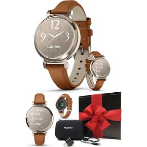 Garmin Lily 2 (Cream Gold/Coconut Silicone) Women's Fitness Smartwatch Gift Box Bundle - Ladies Watch with Hidden Display, 5-Day Battery & Garmin Pay - Includes PlayBetter Wall Adapter & Hard Case