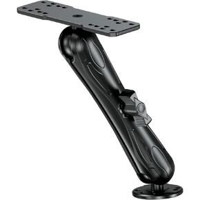 Aluminum Alloy Fish Finder Mount with C Size 1.5" Ball Rectangle Plate & Round Base, 9.1" Long Arm Marine Electronic Mount Compatible with Garmin, Lowrance, Humminbird, Raymarine and More
