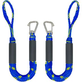 2FT Bungee Dock Line Boat Accessories 2pcs Fender Lines with 316 Stainless Clip for Boat Bumper/Boat Fender for Mooring for Jet Ski, Seadoo, Yamaha (Black, 2Feet)