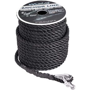 Made Nylon 3 Strand Anchor/Rigging Line Anchor Rope 3/8 Inch 100FT 150FT Black (3/8" x 150')