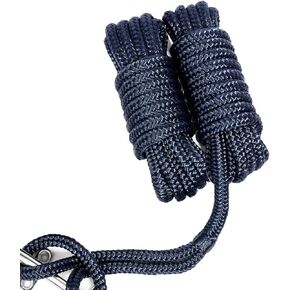 1/2" x 15' Marine-Grade Double-Braided Dock Line with 12" Eyelet.Hi-Performance Boat Rope Mooring Rope Dock Line (2 Pack, Black)