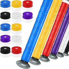 12 Rolls Bat Grip Tape Comfortable and Soft Bat Tape 0.65mm Full Adhesive Baseball Softball Batting Tape Precut Baseball Bat Grip Replacement for Sports Bat Grip, 6 Colors