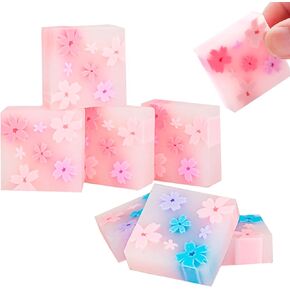 Pink Erasers, 6 PCS Eraser, Cherry Blossom Erasers, Cute Erasers for Pencils, Bulk Erasers for Artists, Flower Erasers (6)