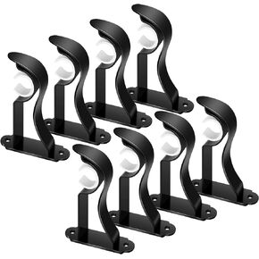 Curtain Rod Bracket, Heavy Duty Curtain Rod Holders, Black Curtain Rod Hooks Hangers Drapery Single Decorative Rods Wall Brackets for 1- 1.2 Inch Drape Poles, 4 Pack