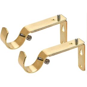 Curtain Rod Bracket for 1 Or 1 1/8 Inch Rod, Metal Adjustable Holder (Gold--2set)