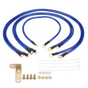 GOTOTOP Car Ground Wire,Universal Blue 5 Cooper Engine Ground Wire Cables Auto Car Earth Cable Adapter System Ground Grounding Wire Kit