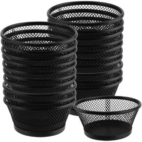PINGEUI 20 Pack Paper Clip Holder, Metal Paperclip Holder Black Desk Paperclip Mesh Holder Binder Clip Dispenser, Round Paper Clip Holder Bulk Mesh Paper Clip Holder for Desk, Office Supplies