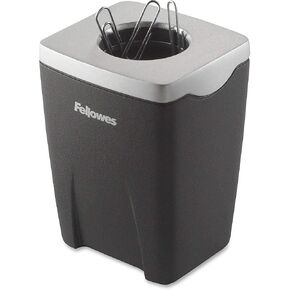Fellowes Office Suites Paper Clip Cup (8032801), Black, Silver, 3.3" x 2.4" x 2.2"