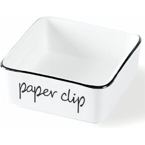 ONTUBE Creamic Farmhouse Paper Clip Holders for Desk 3.3 Inch (Black)