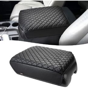 KBH Car Center Console Armrest Cover for Toyota Tundra 2007-2013 & Sequoia 2008-2022, Vinyl Leather Trim, Middle Console Cushion Thick Pad Arm Rest Protector, Anti-Scratch, Black