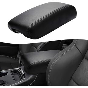 KBH Center Console Armrest Cover Replacement for Jeep Grand Cherokee, Dodge Durango 2011-2020, Vinyl Leather, Car Arm Rest Replace Skin Upholstery, Anti-Scratch, Black (Without Lid)