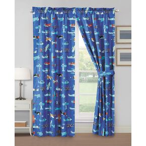 WPM WORLD PRODUCTS MART Blue Skies Airplane Print Curtain for Boys Girls Bedroom 4 Piece Blue Airplane Theme Curtain for Kids Bedroom Set with Panel and tiebacks Design (Airplane)