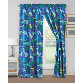 WPM WORLD PRODUCTS MART Blue Skies Airplane Print Curtain for Boys Girls Bedroom 4 Piece Blue Airplane Theme Curtain for Kids Bedroom Set with Panel and tiebacks Design (Airplane)