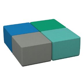 Factory Direct Partners 10452-AS SoftScape 18" Round Ottoman, Collaborative Flexible Seating for Kids, Junior 12" H, (4-Piece Set) - Assorted