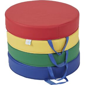 ECR4Kids SoftZone Carry Me Round Floor Cushion, Flexible Seating, Assorted, 4-Piece