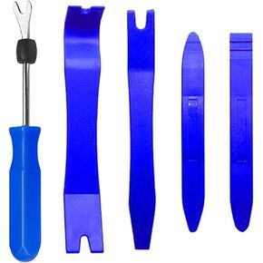 Removal Tool Kit Auto Car Door Trim Panel Removal kit Clip Pliers Set Clip Pliers Remover and Radio Audio Stereo Removal Tools red