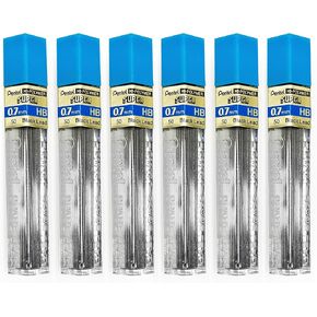 Pentel Super Polymer Refill Replacement Spare Leads for Automatic & Mechanical Pencils (Pack of 6, 0.7mm HB)