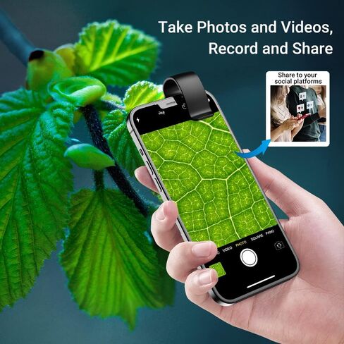عدسة مجهر تكبير 200X مع عدسات CPL للهاتف المحمول LED ضوء مايكرو جيب ماكرو لهواتف iPhone وSamsung وجميع الهواتف الذكية (أسود مع CPL) in Saudi Arabia