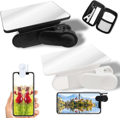 2 Pcs Smartphone Camera Mirror Reflection Clip Kit, 2023 (White+Black) Adjustable Phone Camera Mirror Reflection Clip Kit, Mirror Reflection Clip Kit, Mirror Reflection for Phone Camera in Kuwait