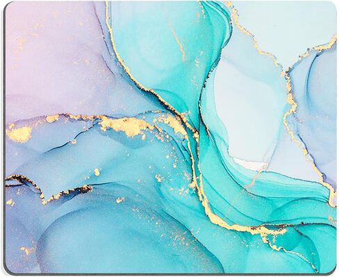 Mouse Pad, Cyan Blue Marble Mouse Pad, Washable Square Cloth Mousepad for Office Laptop, Non-Slip Rubber Base for Wireless Mouse for Computer Desk in Saudi Arabia