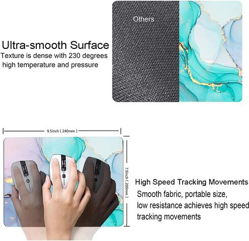 Mouse Pad, Cyan Blue Marble Mouse Pad, Washable Square Cloth Mousepad for Office Laptop, Non-Slip Rubber Base for Wireless Mouse for Computer Desk in Saudi Arabia