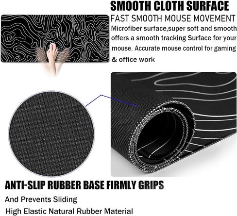 Large Mouse Pad, Gaming Mouse Pad, Big Mouse Pad, Durable 31.5"x15.7" Large XL Extended Waterproof Non-Slip Base Long Keyboard Mouse Pad with Stitched Edges for Office Gaming, Black in Saudi Arabia
